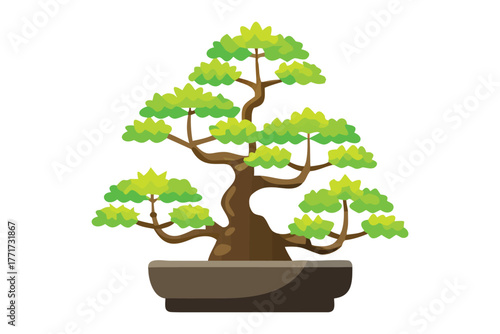 Bonsai Beauty: A meticulously crafted bonsai tree stands gracefully in its pot, showcasing nature's artistry in miniature. 