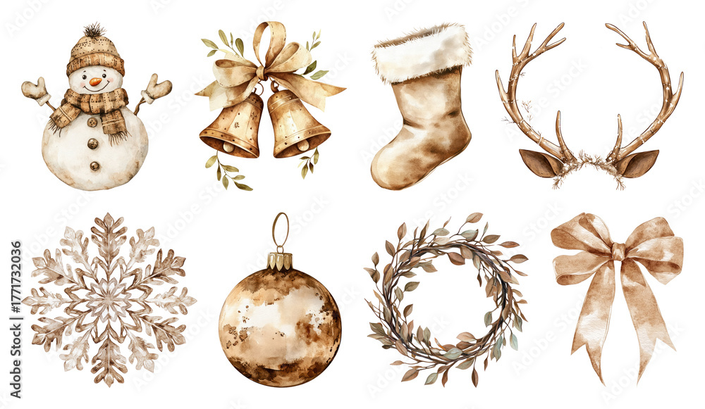 Fototapeta premium PNG Vintage holiday decorations collection, element set on transparent background