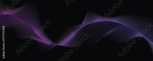 Dark abstract background with a horizontal glowing abstract waves, abstract background