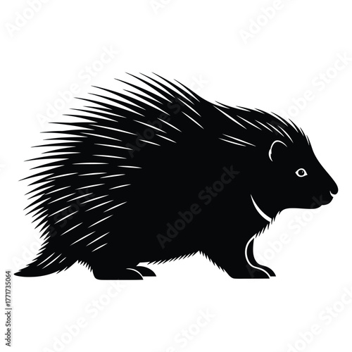 Illustration of a porcupine, showcasing its unique quills and distinctive form in a simple yet striking design for various projects