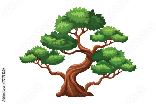Bonsai Tree: An illustration of a meticulously sculpted bonsai tree, showcasing the beauty and artistry of nature in miniature.