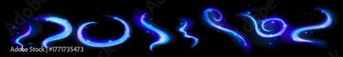 Frozen ice swirl with ethereal wind effect. Blue vortex with glowing lines captures the wind motion and soft magic swirl shine.