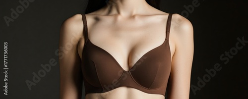 Elegant Studio Lighting Showcase of a Brown Bra on a Model
