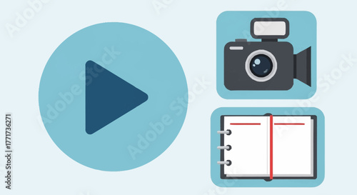 Modern flat design multimedia icons set illustration.