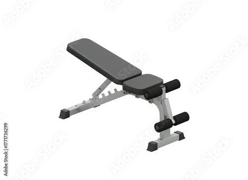 3D isolated abdominal bench. A realistic piece of gym equipment for workouts. A tool for muscle pumping exercises. An athlete's device, featuring original vector artwork.
