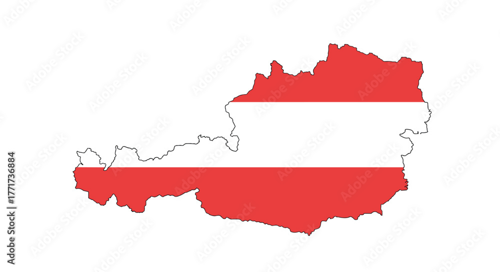 Fototapeta premium Austria map silhouette with flag colors on white background