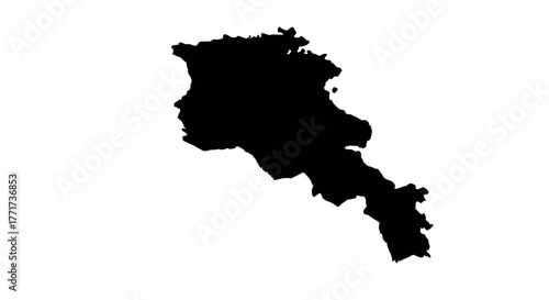Silhouette map of armenia on white background for geographic design