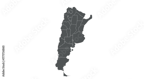 Minimalist outline map of argentina with provinces delineated