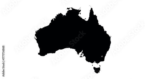Black silhouette map of australia on a white background