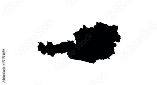 Austria silhouette map: black outline on white background