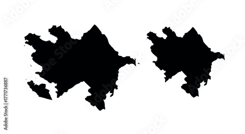 Silhouette map of azerbaijan with detailed outline in black