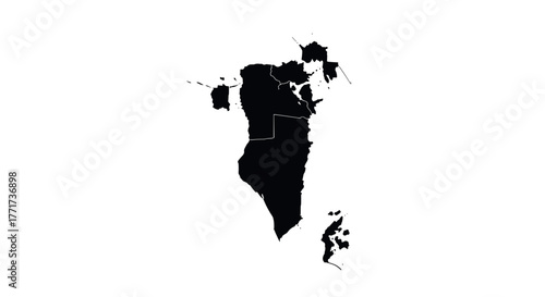 Bahrain silhouette map on white background