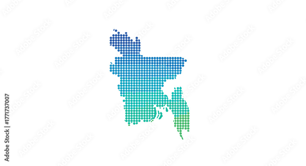 Fototapeta premium Colorful dotted map of bangladesh with gradient design