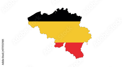 Belgium map in black, yellow, and red flat design