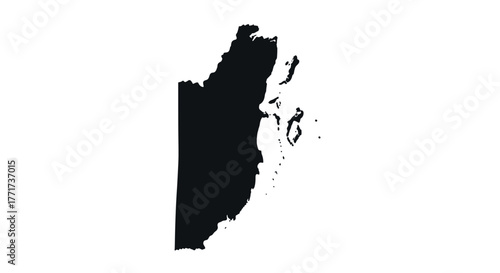 Silhouette map of belize with detailed borders on white background