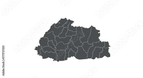 Bhutan political map: detailed silhouette of administrative divisions