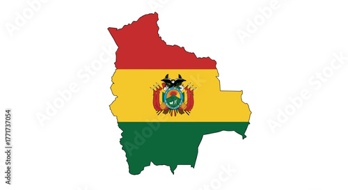 Bolivia map with flag colors and emblem design