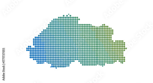 Bhutan dotted map in blue and green gradient
