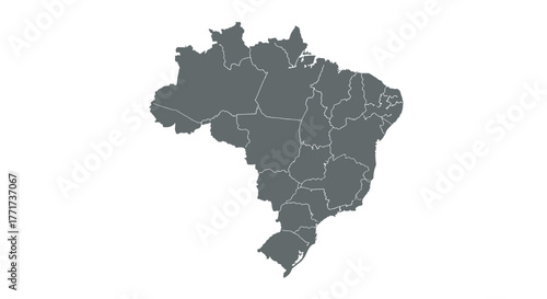 Map outline of brazil with state borders in grey