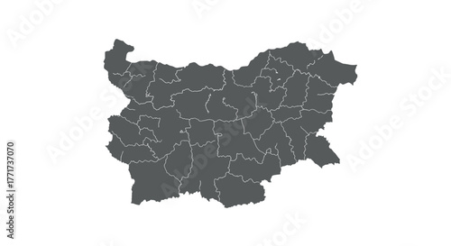 Detailed outline map of bulgaria with provincial borders