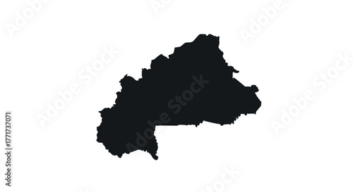 Silhouette map of burkina faso on white background