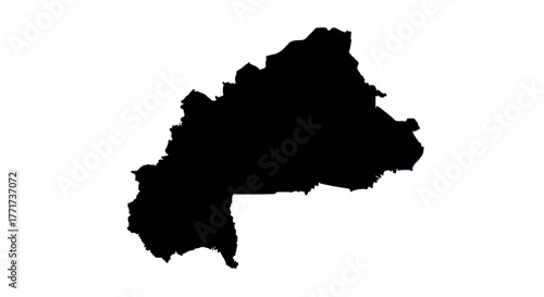 Burkina faso country silhouette with accurate borders on white background