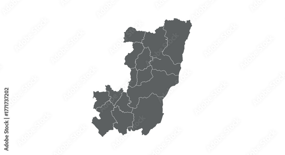 Obraz premium Grey outline map of republic of the congo with regional borders