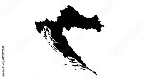 Silhouette map of croatia in black on white background