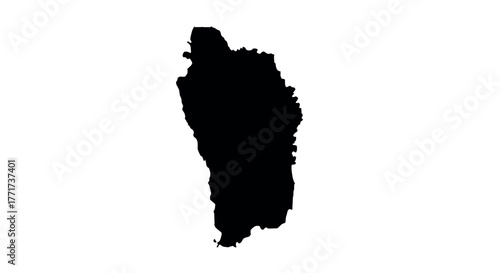 Silhouette map of martinique island for geographic and educational use