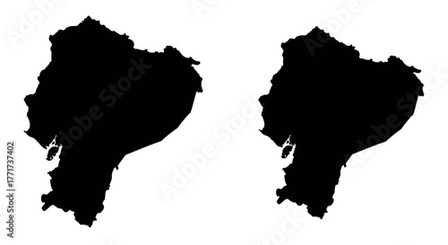 Ecuador map silhouette set on white background
