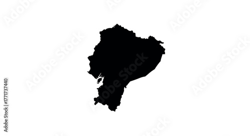 Ecuador silhouette map on white background for geographical designs