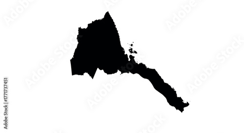 Eritrea country silhouette map with clean white background for geography projects