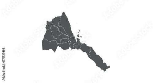 Detailed silhouette map of eritrea with regional borders
