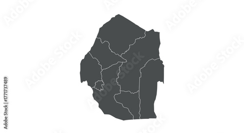 Simple black map outline of the regions of botswana