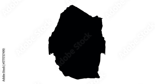 Mysterious black silhouette of an irregular shape on a white background