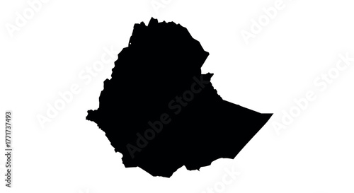 Ethiopia country outline silhouette on white background