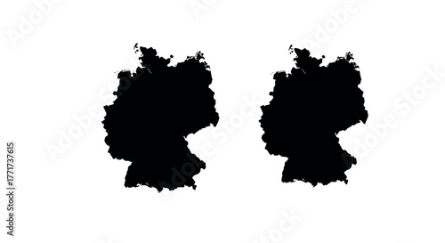 Germany map silhouettes: detailed black outline of the country's shape