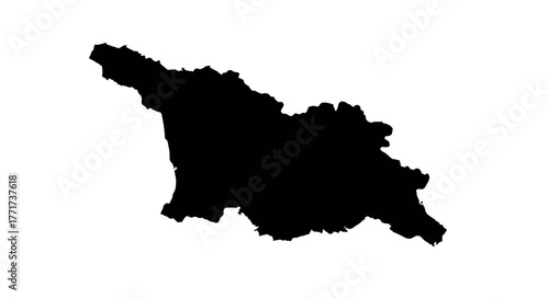 Detailed black silhouette of georgia map against white background