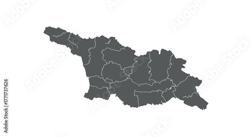 Outlined dark map of georgia's regions on white background