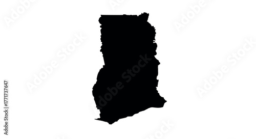 Silhouette map of ghana on white background for geographic design