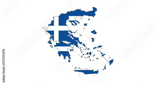 Greece map with flag design: detailed and stylish geographic representation