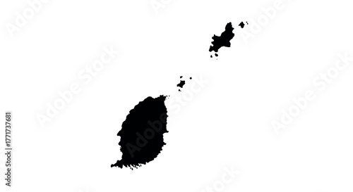 Silhouette map of grenada in minimalist black and white design