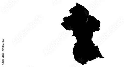 Guyana country map outline in black silhouette on white background