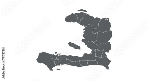 Silhouette map of haiti with regional borders