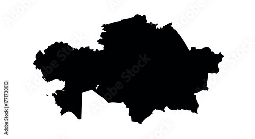 Kazakhstan country map silhouette outline in black