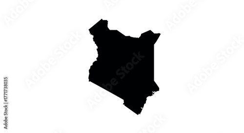 Silhouette map of kenya on white background for graphic design projects