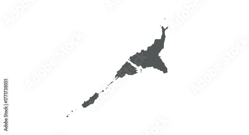Silhouette map of hokkaido and kuril islands on white background