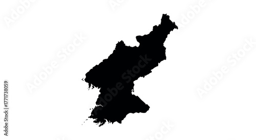 Silhouette map of north korea in black on white background