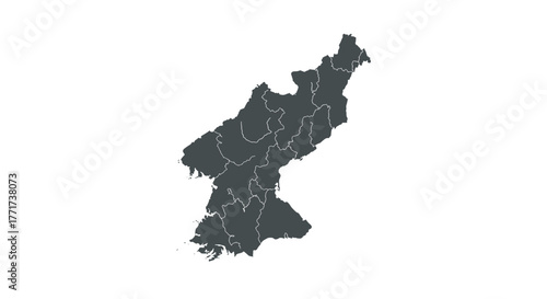 North korea map outline with provincial borders in dark gray