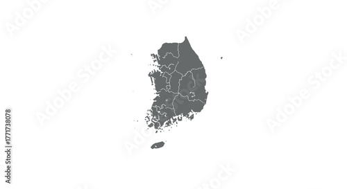Minimalistic map of south korea with provincial borders